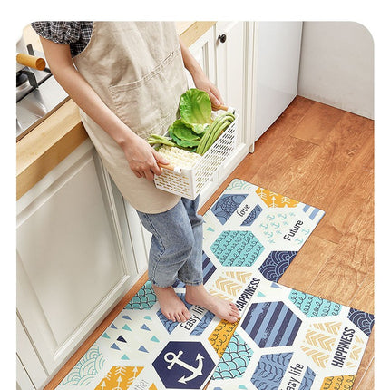 Kitchen rugs Kitchen floor mats, anti-fatigue mat long standing soft kitchen decor mat, sink non-slip mat PU leather absorbent foot mat