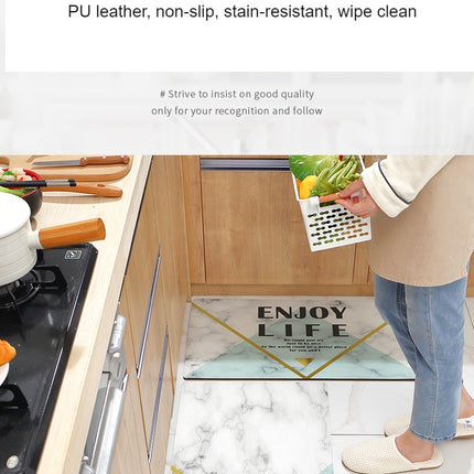 Kitchen rugs Kitchen floor mats, anti-fatigue mat long standing soft kitchen decor mat, sink non-slip mat PU leather absorbent foot mat