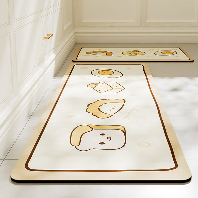 Ensemble de tapis de cuisine Anti-fatigue, mignon, dessin animé, doux, absorbant, antidérapant, sur pied, décor de cuisine