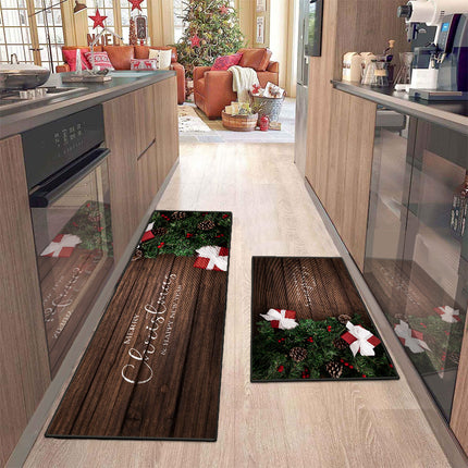 Christmas kitchen mat rugs, snowman tree entrance door mat, decorative welcome door mat for front door Non slip floor mats