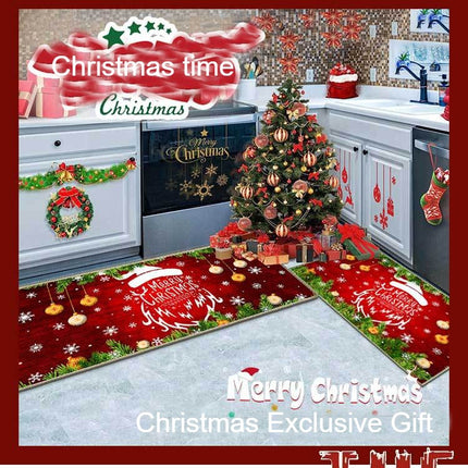 Christmas kitchen mat rugs, snowman tree entrance door mat, decorative welcome door mat for front door Non slip floor mats