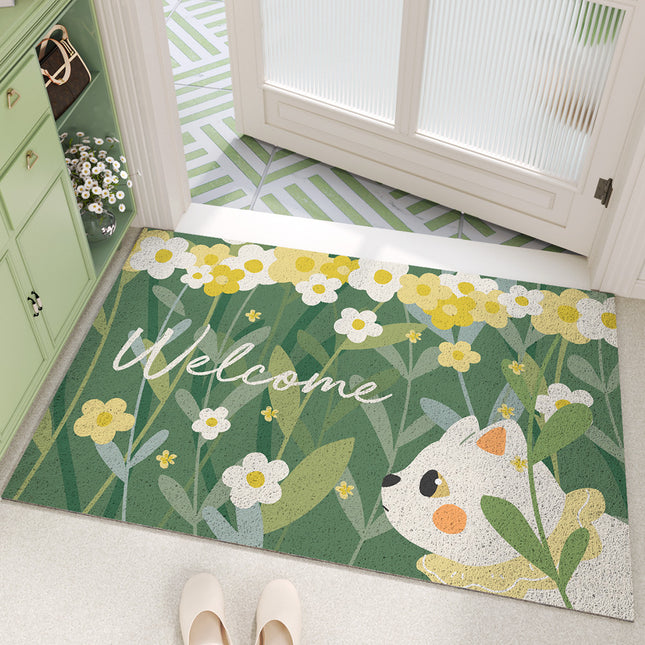 High elasticity silk loop Doormat, non-slip absorbent door mat small indoor and outdoor entrance rug, floral Floor mats