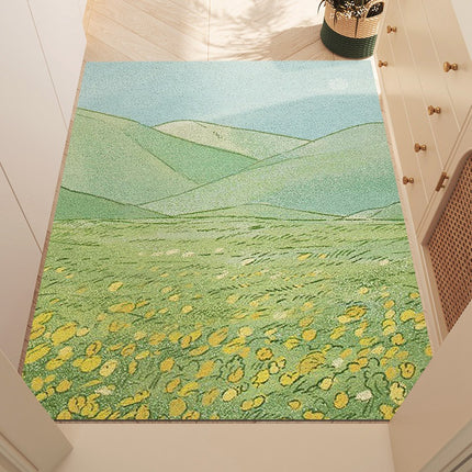Front Door Mat, Silk Loop Entryway Rug Forest Pattern Floor Mats for Home - Dirt Resistant Carpet Non-Slip Doormat