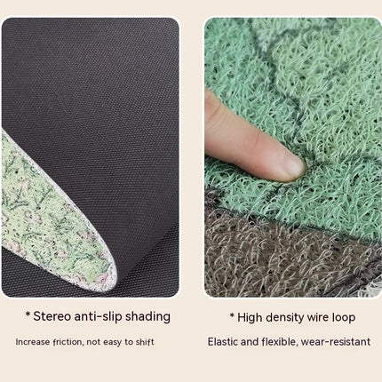 Front Door Mat, Silk Loop Entryway Rug Forest Pattern Floor Mats for Home - Dirt Resistant Carpet Non-Slip Doormat