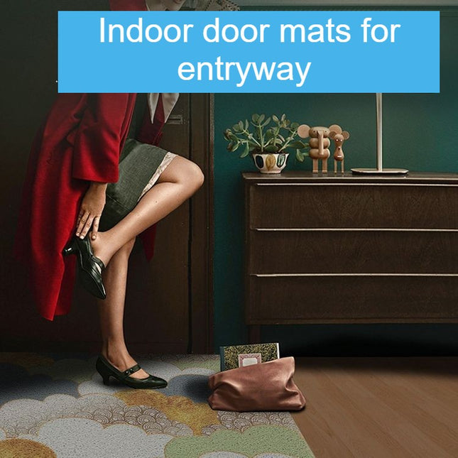Cloud Heart Pattern Floor Mats, Cuttable Indoor Door Mats Entryway Rug Doormat - High ElasticitySilk Loop Dirt Resistant Front Door Mat