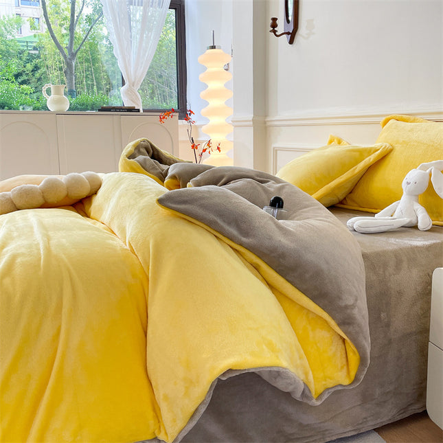 Flannel  Comforter Cover Flannel Duvet Cover Queen Size-Bedding Set 4 Pieces Luxury Flannel Winter Warm Bedding Duvet Cover Set With Zipper  3