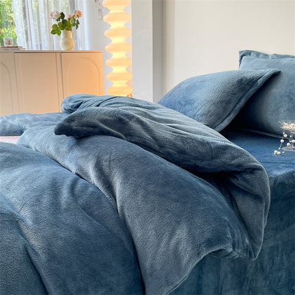 Flannel  Comforter Cover Flannel Duvet Cover Queen Size-Bedding Set 4 Pieces Luxury Flannel Winter Warm Bedding Duvet Cover Set With Zipper  3