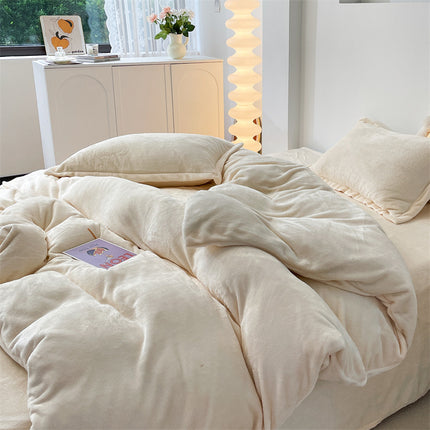 Flannel  Comforter Cover Flannel Duvet Cover Queen Size-Bedding Set 4 Pieces Luxury Flannel Winter Warm Bedding Duvet Cover Set With Zipper  3