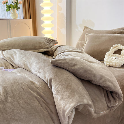 Housse de Couette en Flanelle Housse de Couette en Flanelle Ensemble de literie Queen Size 4 pièces Ensemble de Housse de Couette Chaude d'hiver en Flanelle de Luxe avec Fermeture à glissière 2