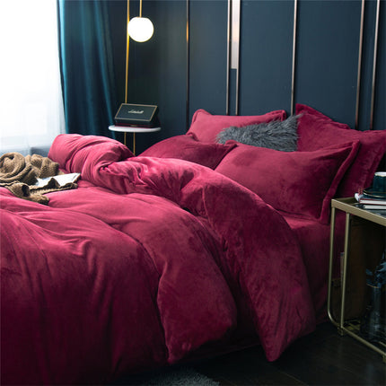 Housse de Couette en Flanelle Housse de Couette en Flanelle Ensemble de literie Queen Size 4 pièces Ensemble de Housse de Couette Chaude d'hiver en Flanelle de Luxe avec Fermeture à glissière 2