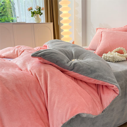 Housse de Couette en Flanelle Housse de Couette en Flanelle Queen Size-Ensemble de literie 4 pièces Ensemble de Housse de Couette Chaude d'hiver en Flanelle de Luxe avec Fermeture à glissière 1