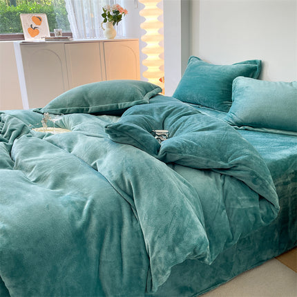 Housse de Couette en Flanelle Housse de Couette en Flanelle Queen Size-Ensemble de literie 4 pièces Ensemble de Housse de Couette Chaude d'hiver en Flanelle de Luxe avec Fermeture à glissière 1