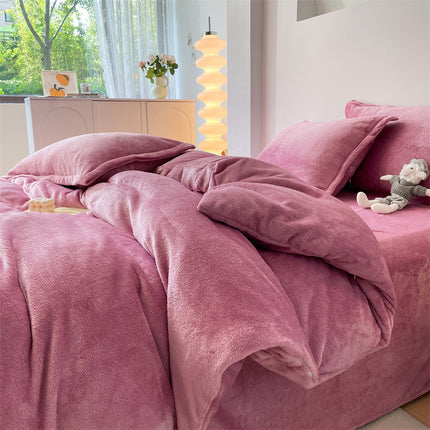 Housse de Couette en Flanelle Housse de Couette en Flanelle Queen Size-Ensemble de literie 4 pièces Ensemble de Housse de Couette Chaude d'hiver en Flanelle de Luxe avec Fermeture à glissière 1