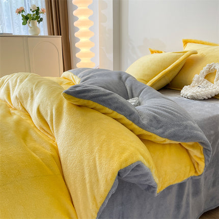 Housse de Couette en Flanelle Housse de Couette en Flanelle Queen Size-Ensemble de literie 4 pièces Ensemble de Housse de Couette Chaude d'hiver en Flanelle de Luxe avec Fermeture à glissière 1