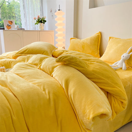 Housse de Couette en Flanelle Housse de Couette en Flanelle Queen Size-Ensemble de literie 4 pièces Ensemble de Housse de Couette Chaude d'hiver en Flanelle de Luxe avec Fermeture à glissière 1