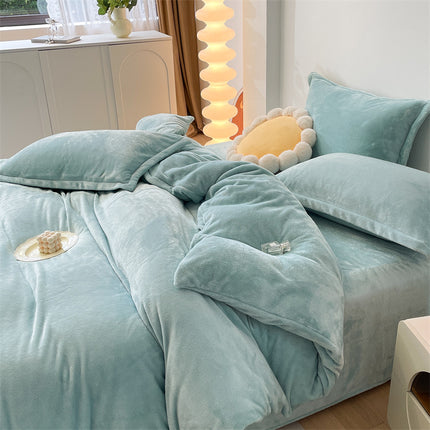 Housse de Couette en Flanelle Housse de Couette en Flanelle Queen Size-Ensemble de literie 4 pièces Ensemble de Housse de Couette Chaude d'hiver en Flanelle de Luxe avec Fermeture à glissière 1