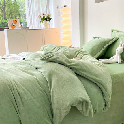 Flannel  Comforter Cover Flannel Duvet Cover Queen Size-Bedding Set 4 Pieces Luxury Flannel Winter Warm Bedding Duvet Cover Set With Zipper