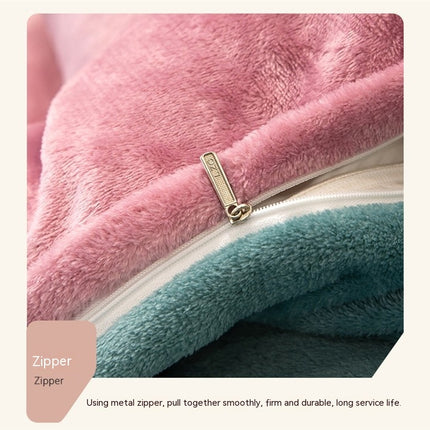 Housse de Couette en Flanelle Housse de Couette en Flanelle Ensemble de literie Queen Size 4 pièces Ensemble de Housse de Couette Chaude d'hiver en Flanelle de Luxe avec Fermeture à glissière 2