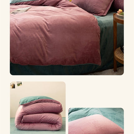 Housse de Couette en Flanelle Housse de Couette en Flanelle Queen Size-Ensemble de literie 4 pièces Ensemble de Housse de Couette Chaude d'hiver en Flanelle de Luxe avec Fermeture à glissière 1