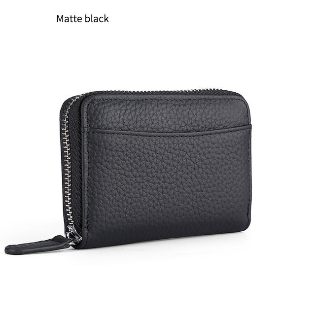 Small Women's Leather Wallet,RFID Blocking Credit Card Holder,Women's Zipper Card Holder Key Holder Wallet