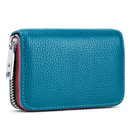 Card Holder Credit Card Holder, Genuine Leather Men's and Women's Zipper Organizer Small Wallet, Anti-theft Brush Security Coin Purse