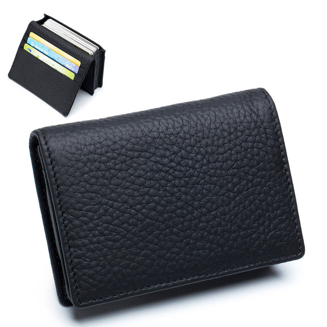 Name Card Case Credit Card Holder, Men's Card Holder Genuine Leather Zipper Bag Organizer Coin Purse