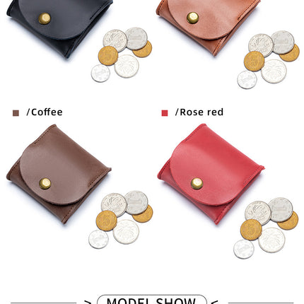 Compact Leather Moon Pocket Squeeze Coin Pouch, Earphone Pouch, Coin Clip Pouch, Cash Tray Pouch Wallet