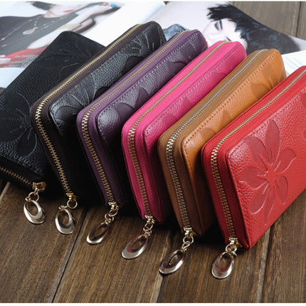 Women's Wallet,PU Leather Zipper Long,Portable Clutch,Women's Cell Phone Wallet Coin Case Card Case