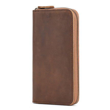 Grande pochette longue en cuir pour hommes, portefeuille de voyage, passeport, sac pour téléphone portable d'affaires, porte-carte de crédit, pince à billets