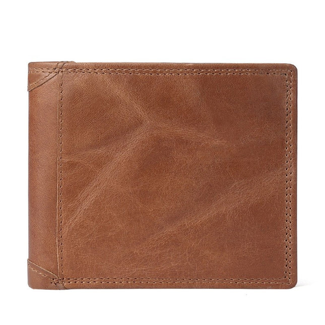 Men's wallet RFID business wallet short handheld cowhide wallet men's coin purse folding money clip