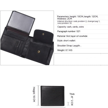 Men's wallet RFID business wallet short handheld cowhide wallet men's coin purse folding money clip