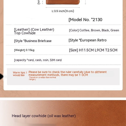 Men's Chain Wallet, RFID Men's Genuine Leather Bi-Fold Wallet with Credit Card Holder and Zipper Coin Pocket