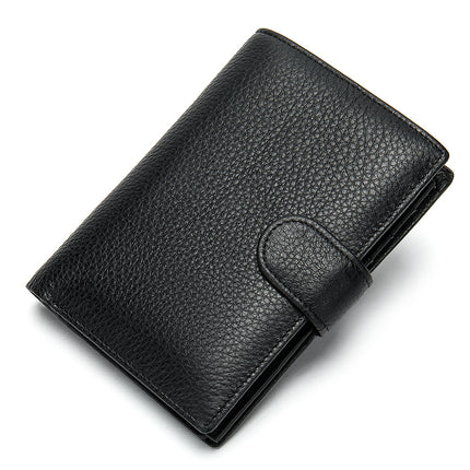 Men's wallet, RFID genuine leather wallet wallet wallet, double fold ultra-thin multi slot wallet, short men's wallet