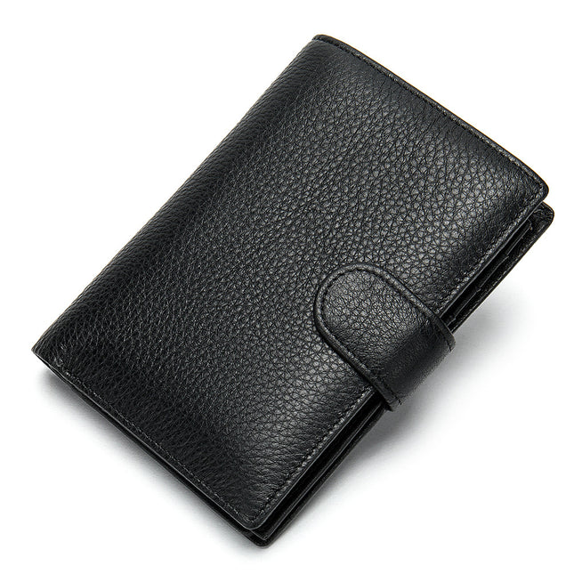 Men's wallet, RFID genuine leather wallet wallet wallet, double fold ultra-thin multi slot wallet, short men's wallet