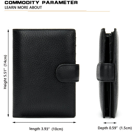 Men's wallet, RFID genuine leather wallet wallet wallet, double fold ultra-thin multi slot wallet, short men's wallet