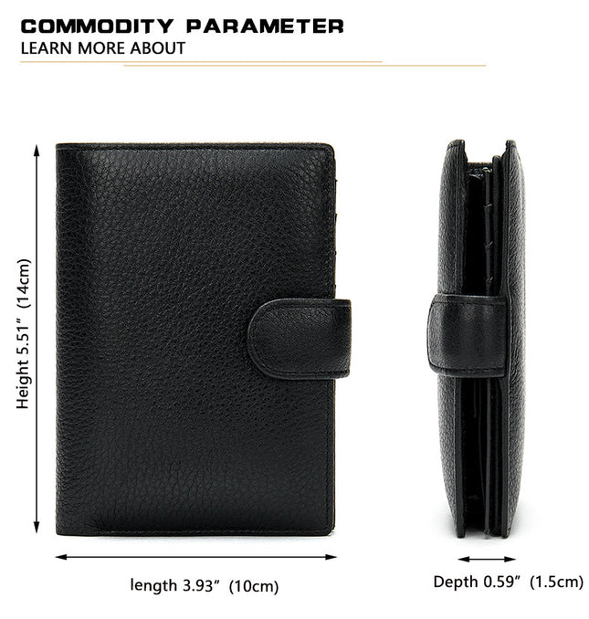Men's wallet, RFID genuine leather wallet wallet wallet, double fold ultra-thin multi slot wallet, short men's wallet