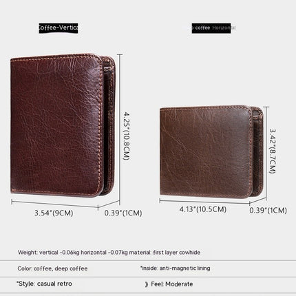 Men's Classic Wallet, RFID Blocking, Coin Pocket Bifold Wallet, Leather Casual Fashion Short Money Clip