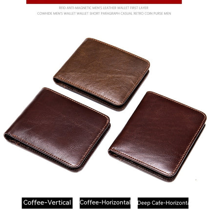 Men's Classic Wallet, RFID Blocking, Coin Pocket Bifold Wallet, Leather Casual Fashion Short Money Clip