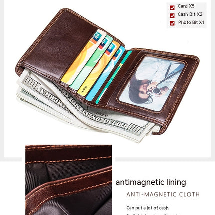 Men's Classic Wallet, RFID Blocking, Coin Pocket Bifold Wallet, Leather Casual Fashion Short Money Clip