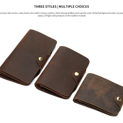 Mode Vintage Crazy Horse portefeuille en cuir véritable portefeuille pour hommes décontracté longue pince à billets en cuir sac à monnaie longue pochette