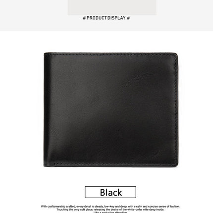 Wallet Men, Men's Short Money Clip Business Casual Wallet Multi-card Cowhide Horizontal Simple Coin Purse, Folding Short Money Clip