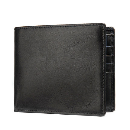 Wallet Men, Men's Short Money Clip Business Casual Wallet Multi-card Cowhide Horizontal Simple Coin Purse, Folding Short Money Clip