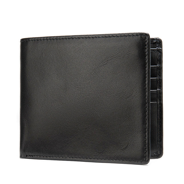Wallet Men, Men's Short Money Clip Business Casual Wallet Multi-card Cowhide Horizontal Simple Coin Purse, Folding Short Money Clip