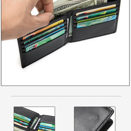 Wallet Men, Men's Short Money Clip Business Casual Wallet Multi-card Cowhide Horizontal Simple Coin Purse, Folding Short Money Clip