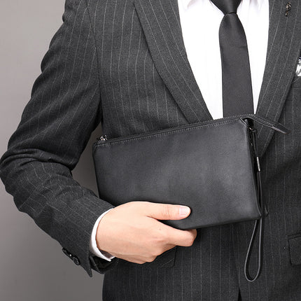 Mens Clutch Bag Handbag Genuine Leather Purse Zipper Long Wallet Business Large Hand Clutch Phone Holder