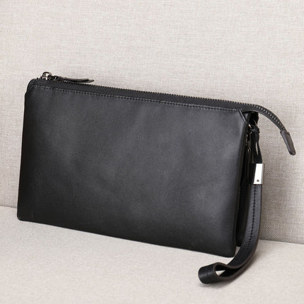Mens Clutch Bag Handbag Genuine Leather Purse Zipper Long Wallet Business Large Hand Clutch Phone Holder