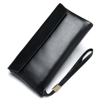 Soft Leather rfid Wallet, Women's Leather Wallet, Chain Clutch with Wrist Strap Trifold Long Wallet, Women's Bag Credit Card Holder
