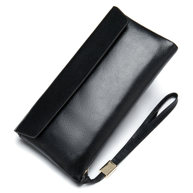 Soft Leather rfid Wallet, Women's Leather Wallet, Chain Clutch with Wrist Strap Trifold Long Wallet, Women's Bag Credit Card Holder