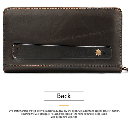 Wallet, Men's Leather Long Wallet, Casual Fashion Clutch Bag, Zipper Phone Bag, Business Leather Card Holder