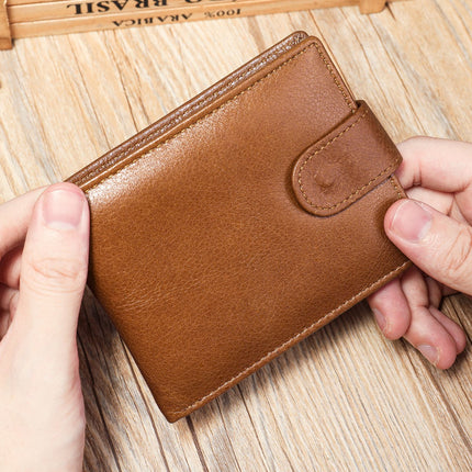 Portefeuille à deux volets pour hommes, porte-carte de crédit en cuir véritable, pince à billets Vintage, porte-monnaie à Clip à pression, pochette à argent compacte